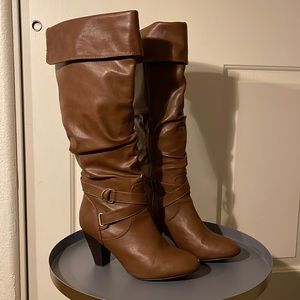 Tan Knee High Leather Boots